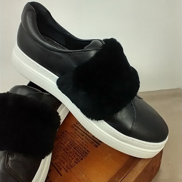 J/SLIDES NYC BLACK LEATHER SLIP ON SNEAKERS SIZE 9.5 - Picture 3 of 11